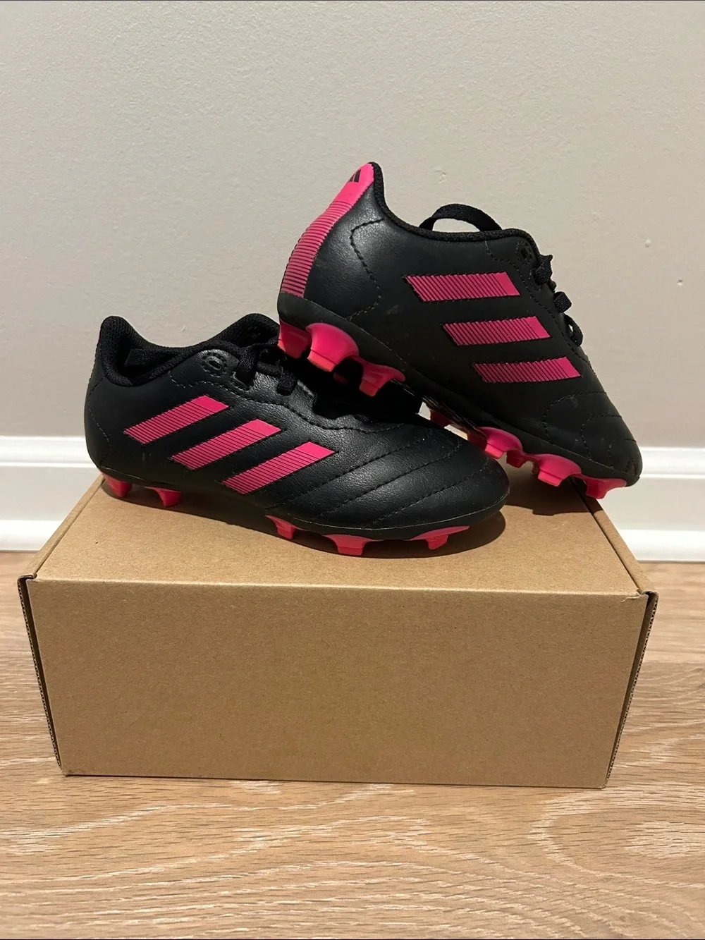 adidas Kids Black & Pink Soccer Cleats